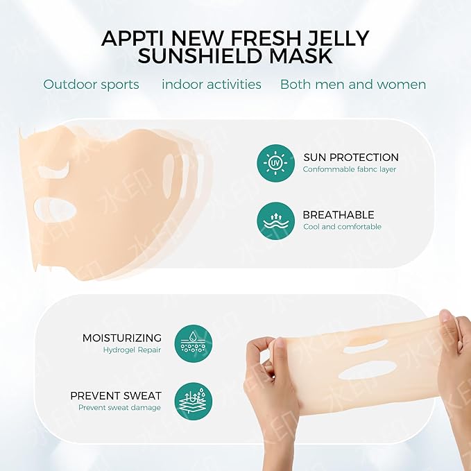 JACHOYI 5-Piece Golf Face Mask,Outdoor UV Protection Mask,Golf Sunscreen Patch,Gel Skin Care Mask,Suitable for Outdoor Sports, Cycling, Mountain Climbing