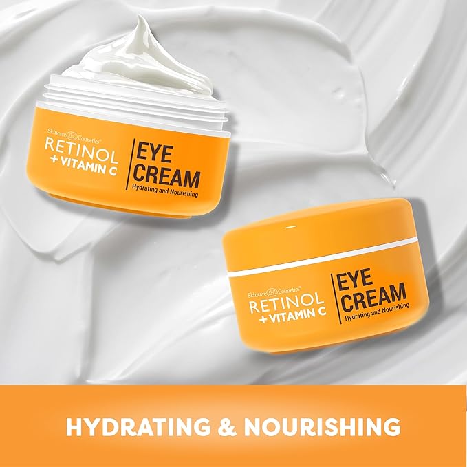 Retinol + Vitamin C Eye Cream - Anti-Aging, Dark Circle & Puffiness Treatment for Smooth, Firm Skin - Hydrating & Nourishing Formula for Sensitive Under-Eye Area