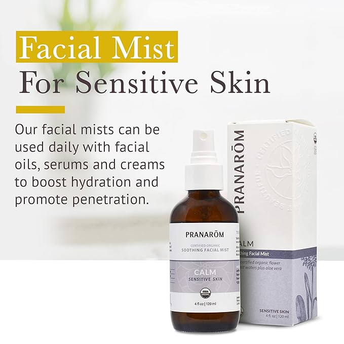 Facial Mist (4oz / 120ml) - 100% Pure & Natural Essential Oil Facial Mist for Dry Skin Hydration & Toning (Calm (Sensitive Skin))