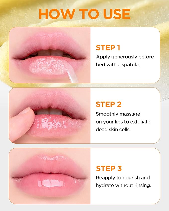 Lemon Sugar Lip Mask – Korean Vegan Lip Scrub & Overnight Exfoliating Treatment for Dry, Chapped Lips – Hydrating, Plumping, Smoothing – Glazed Balm Texture, Non-Sticky, Fragrance-Free, 0.68oz