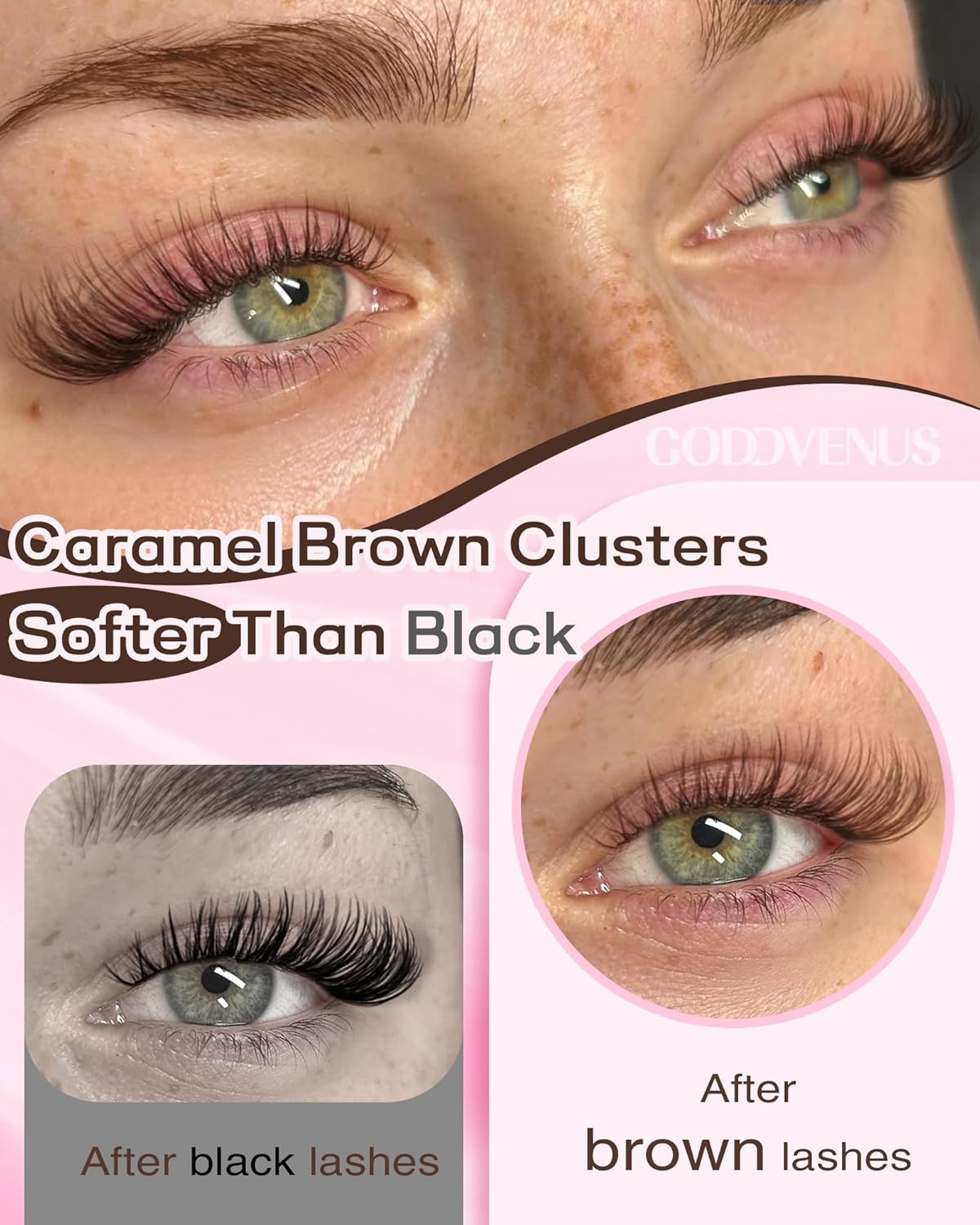 Brown Lash Clusters Natural For Soft Glam 300Pcs Wispy Lashes Cluster Eyelash Cluster Extensions C Curve Individual Lashes DIY Lash Extension Waterproof & Long - Lasting (10-16mm)