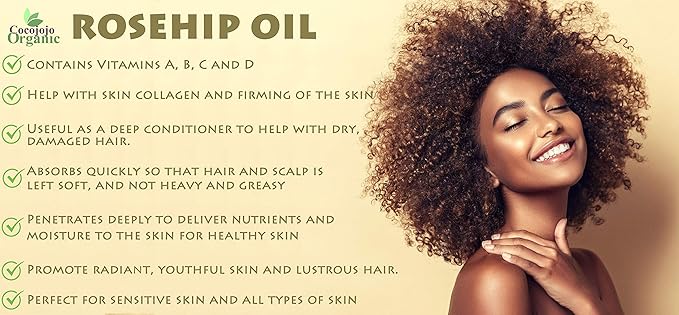 Dr Joe Lab Rosehip Oil for Face, Rosehip Oil, Pure Unrefined Cold Pressed All Natural for Hair Skin Face Body Nails - 32 Oz