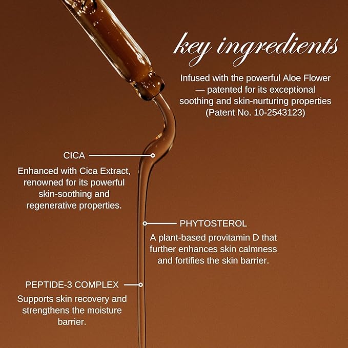 Aloe Flower Cica Serum, 1.01 fl. oz. (30ml), Korean Calming Glow Serum, Rapid Soothing & Moisturizing, For Sensitive Skin