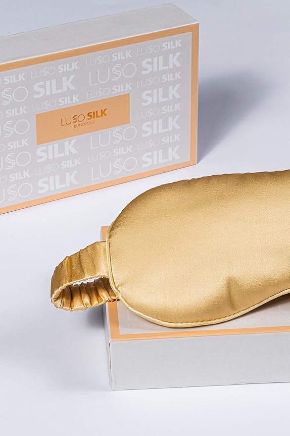 LUSSO 21mm 100% Pure Mulberry Silk Sleep Mask, 100% Silk Inside Out, Super Soft, Anti-Aging, Champagne