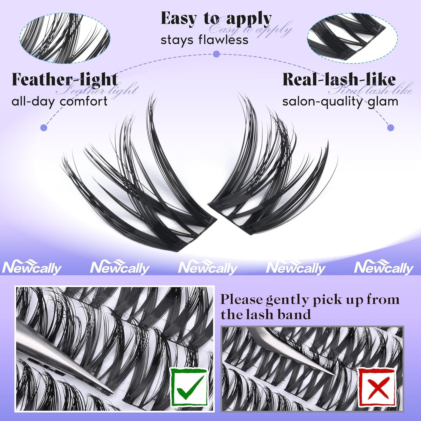 Wispy Eyelash Clusters Individuals Natural Lash Clusters DIY Lash Extension C-curly Cluster Eyelash Extensions 10-16MM Cluster Lashes by Newcally