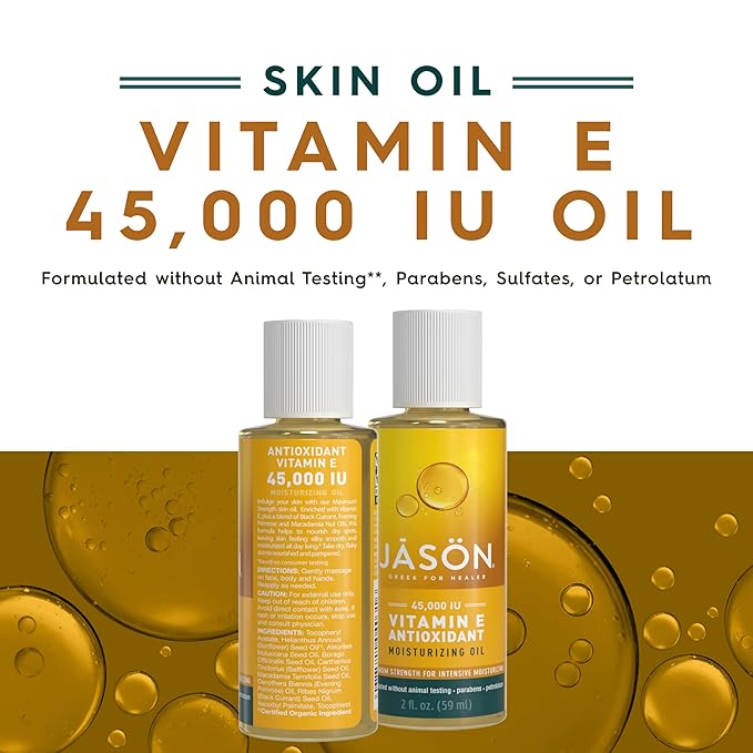 JASON Vitamin E 45,000 IU Moisturizing Oil , For Maximum Strength, 2 Fluid Ounces