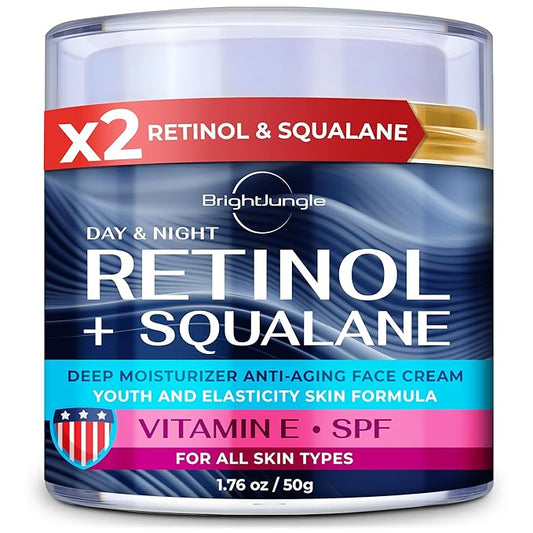 Moisturizing Face Cream with Retinol, 10% SPF & Squalane - Day & Night Anti-Aging face cream - Skincare, Hydrating Lotion for Women and Men