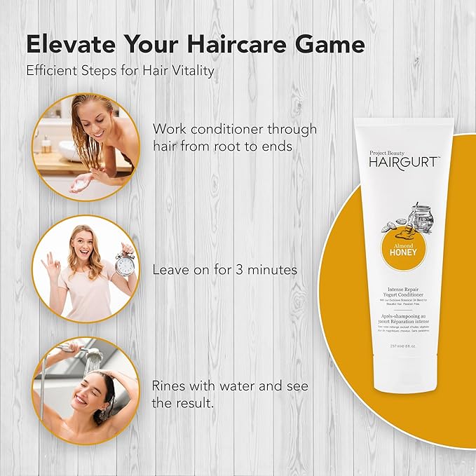 Intense Repair Yogurt Deep Conditioner - Almond-Honey - Natural Hair Care, Hair Products for Dry, Damaged, Frizzy Hair & Hair Growth - 237 ml