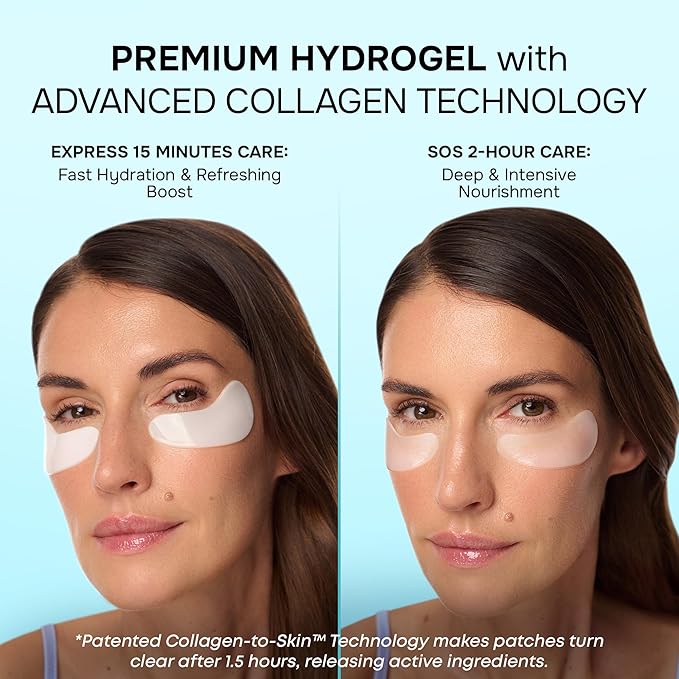 SimplyVital Cooling Eye Masks with Retinol, Collagen and Hyaluronic Acid - Under Eye Patches for Women - Undereye Mask Patches for Puffy Eyes and Dark Circles - De-Puff Gels - 15 Pairs