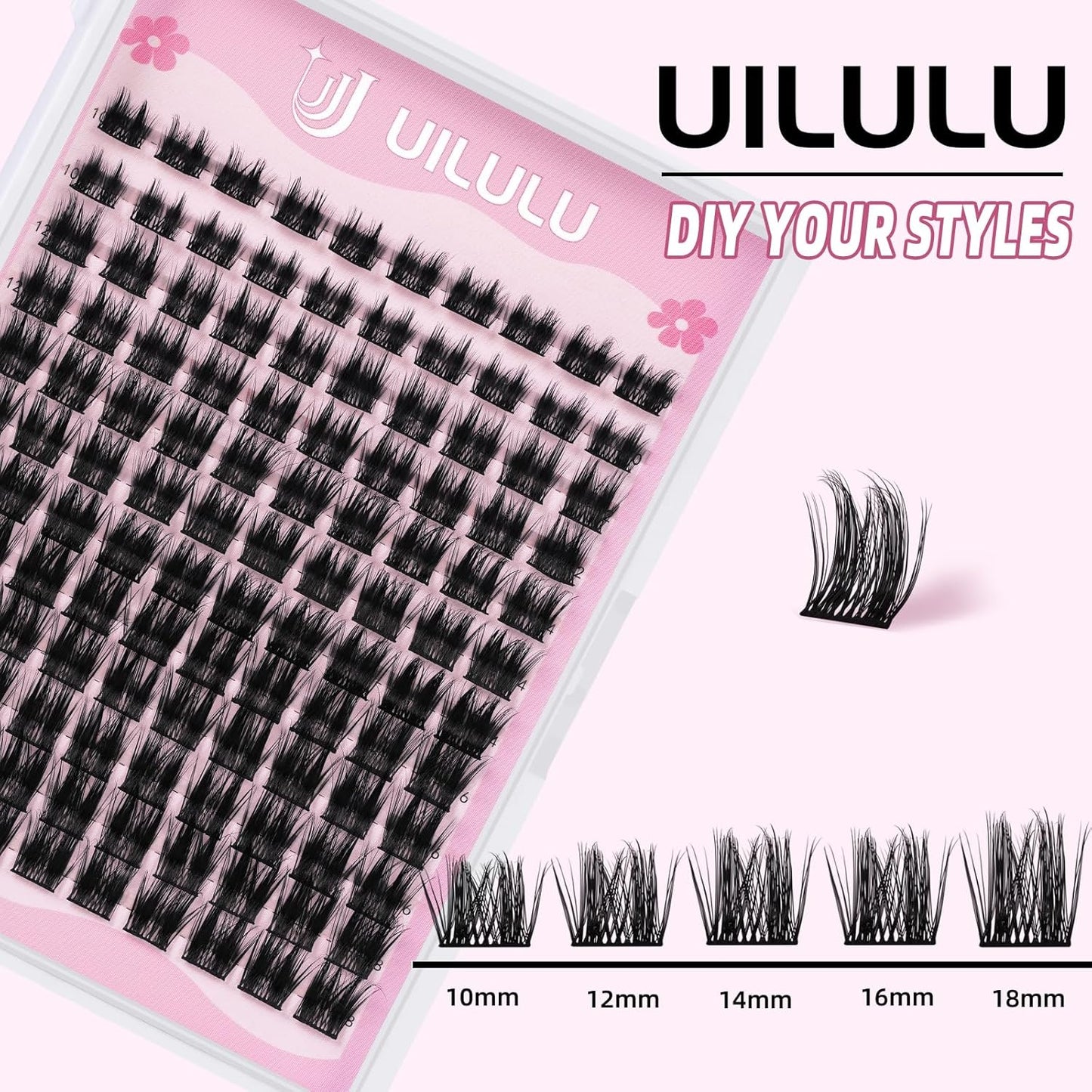 Lash Clusters D Curl Fluffy Individual Lashes 0.07D 10-18 MIX 120 Eyelashes Clusters Lashes DIY Lash Extensions at Home False Lashes Wide Band Wispy Eye Lash Clusters(U05, 10-18mix)