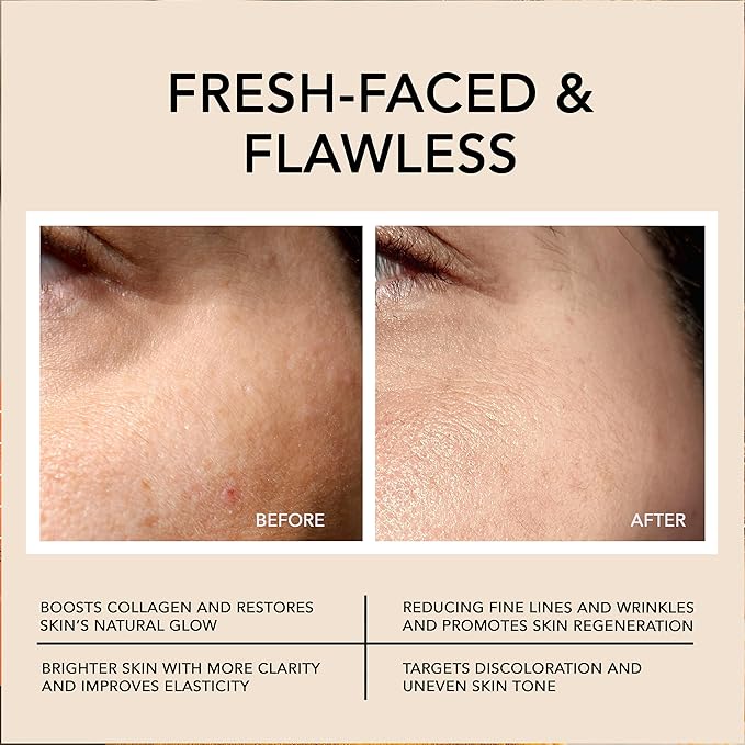 Go Beauty Daily Skin Brightening & Tightening Serum with Vitamin C, Niacinamide, Vitamin B5, Collagen & + 7 Peptide Complex for Dark Spots, Dull & Uneven Skin Tone – Glowing Essence,1 fl. Oz