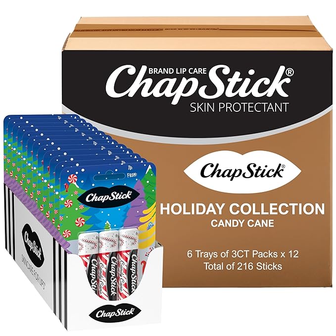 ChapStick Bulk Lip Balm Candy Cane, Lip Care Tubes, 0.45 oz, 216 ct case