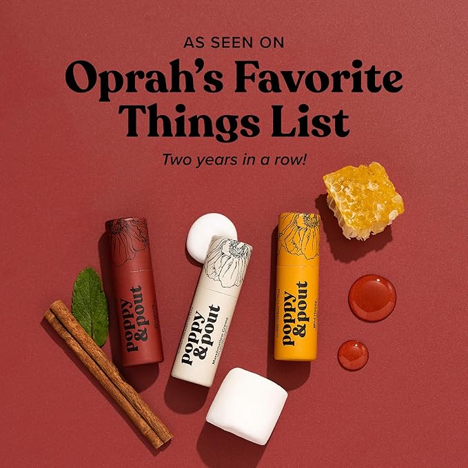 Poppy & Pout Cinnamint Jumbo Lip Balm | All Natural Lip Balms & Moisturizers | Hydrates with Beeswax, Vitamin E, Organic Coconut Oil | Cruelty-Free | Lip Balm in Recyclable Cardboard Tube