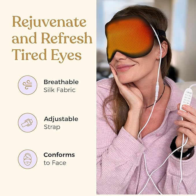 Heated Eye Mask for Dry Eye Relief - Stye Treatment, Warm Compress for Sinus, Electric Warming Patch With Moist Heat - Black
