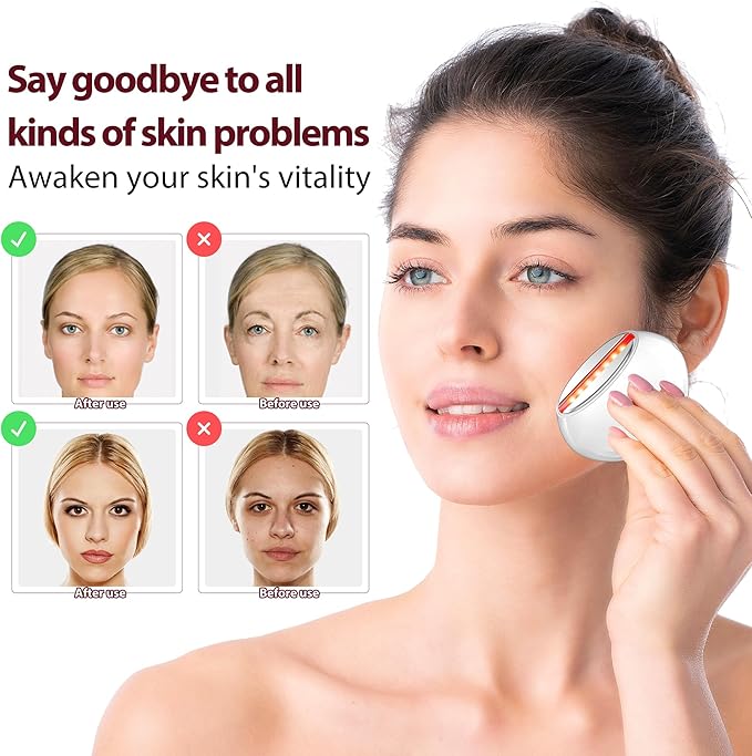 Facial Skin Tightening Device, 6-in-1 Facial Massager Red Light Therapy Beauty Device for Face &Neck Skin Rejuvenation Lifting, Tightening, Infusing, Effective Wrinkle&Puffiness Reduction