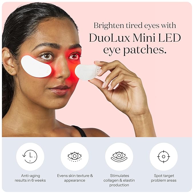 SmoothSkin Under-Eye Red Light Therapy Device, LED Eye Patches with 24 Hydrocolloids, for Dark Circles, Wrinkles & Puffiness