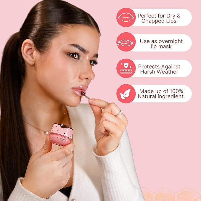 Original My Bee Balm Lip Balm - Strawberry Hydrating Balm Honey Pot for Dry, Chapped & Cracked Lips with Propolis, Honey & Vitamin E - Soften, Smooth & Reduce Lip Lines