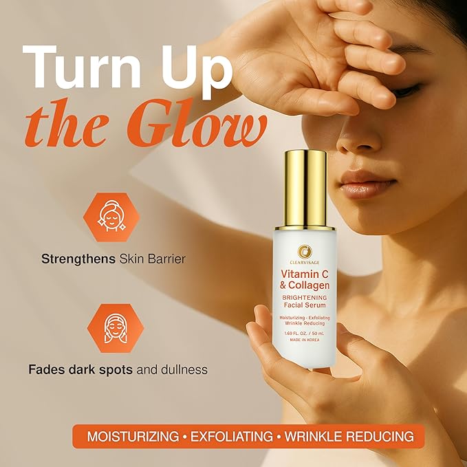 Vitamin C Serum with Collagen - Illuminating Anti-Aging, Luminous Complexion, Brightens Skin - Dermatologist Tested, Korean Skin Care, Cruelty Free, Natural Ingredients - 1.69 fl. oz