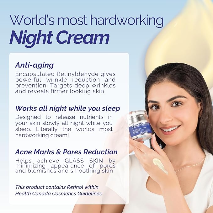 Retinol Cream for Face with Niacinamide - Night Cream for face to Fight the Look of Wrinkles, Fine lines - Helps in Brighten, Firms & Improves Skin Tone, 50ml - Men and Women