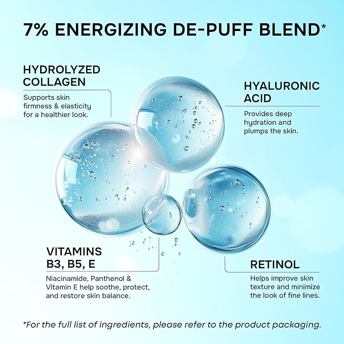 SimplyVital Cooling Eye Masks with Retinol, Collagen and Hyaluronic Acid - Under Eye Patches for Women - Undereye Mask Patches for Puffy Eyes and Dark Circles - De-Puff Gels - 15 Pairs