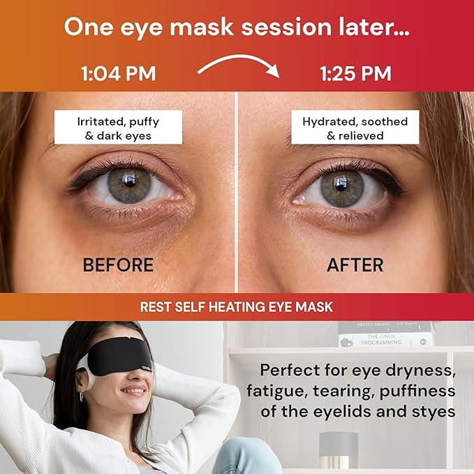 Self Heating Eye Mask - Steam Eye Mask for Dry Eyes, Soothing Relief, Stress Reduction - Disposable Warm Eye Compress Moist Heat
