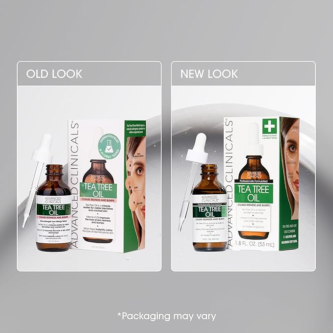 Advanced Clinicals Tea Tree Oil For Skin Facial Serum | Tea Tree Serum For Face With Vitamin E + Botanicals To Help Improve Appearance Of Large Pores & Skin Tone For Smoother Looking Skin, 1.8 Fl Oz