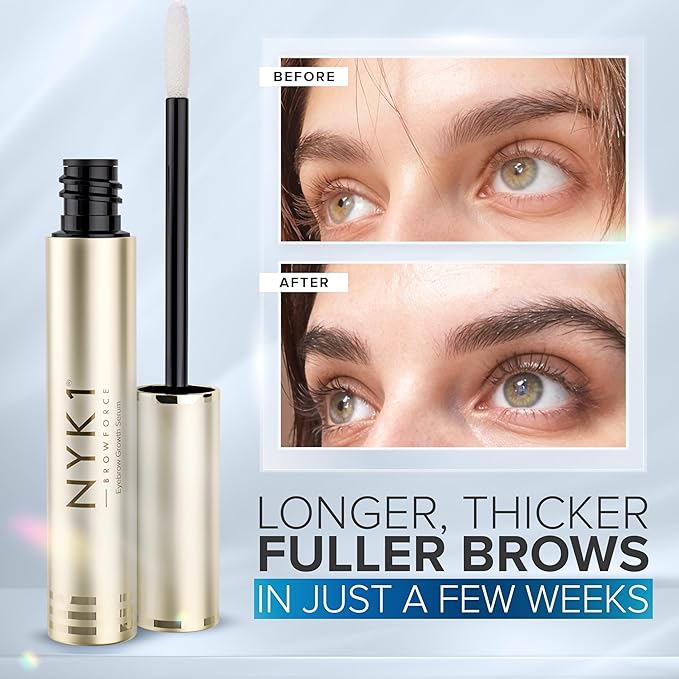NYK1 CONCENTRATED Eyebrow Growth Serum For Thicker Brows (3ml) BrowForce Eyebrow Serum To Grow Brows For Fuller Thicker Natural Brow - Advanced Eye Brow Growth Serums Formula For Eyebrows Regrowth