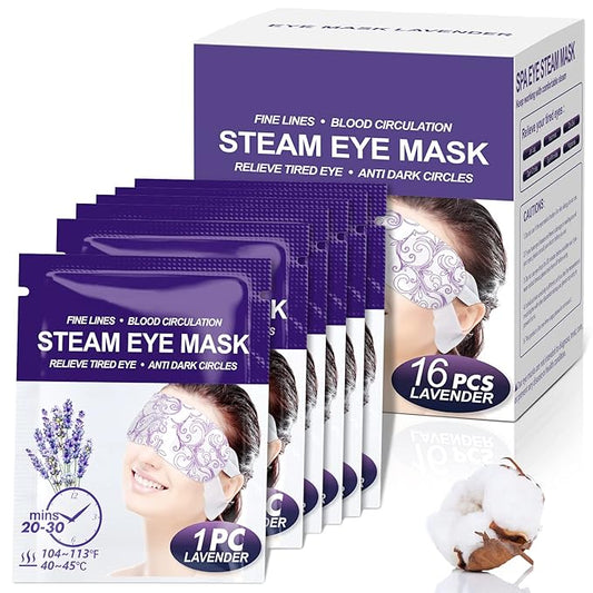 Steam Eye Mask 16 Packs, Self Heating Sleep Mask for Dry Eyes, Comfortable Warming Eye Mask, Disposable Heated Eye Mask, Relieve Eye Fatigue, Stress, Migraine,Relaxation Gifts for Women(Lavender)