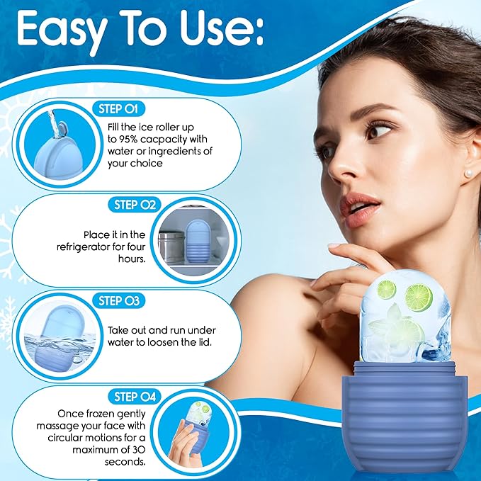 1Pcs Ice Roller for Face, Ice Face Roller, Reusable Silicone Ice Mold for Face, Facial Beauty Ice Roller Skin Care Tools for Shrink Pores Anti Wrinkle Reduce Puffiness (Purple)