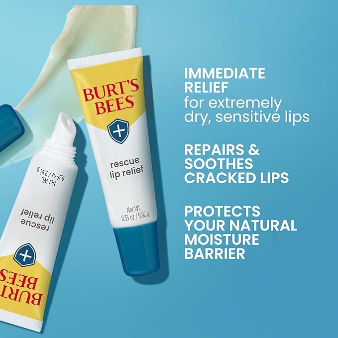 Burts Bees Rescue Lip Relief with Shea Butter and Echinacea, 100% Natural Origin, 0.35 Ounces