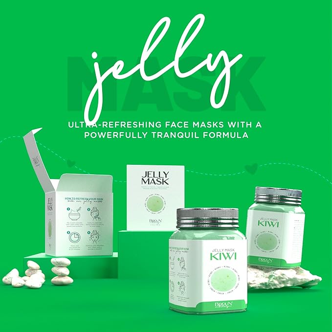 BRÜUN Peel-Off Kiwi Jelly Mask for Face Care – A 23 fl oz Rubber Mask Jar for 30 to 35 Treatments – A Skin Care Moisturizing Gel Mask of Spa Set for Men, Women and Adults