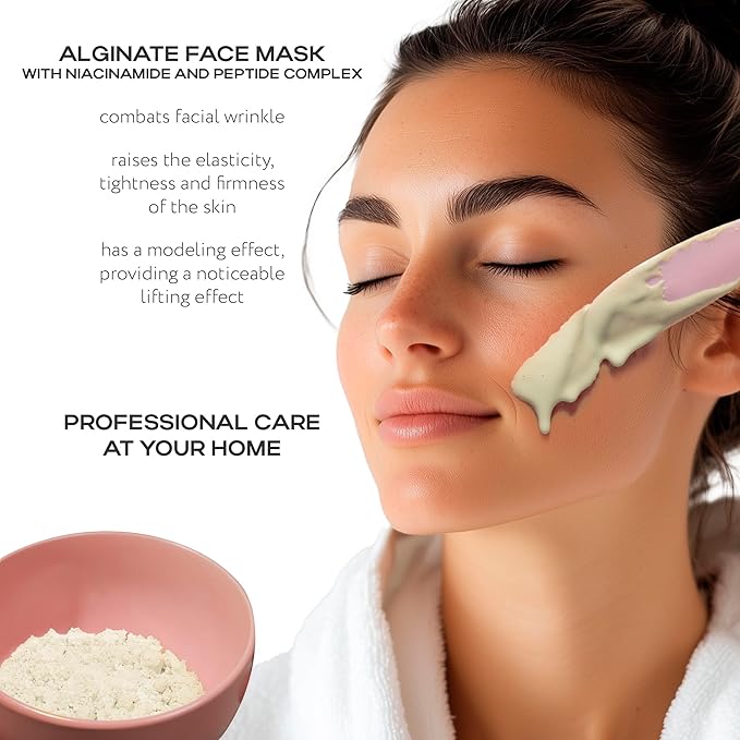 Name Skin Care Alginate Powder Face Mask with Niacinamide and Peptide Complex - 2.2lb, 40 Applications - Peel Off Korean Beauty Natural Fascial Skincare - Hydrating Moisturizing Exfoliating Kit