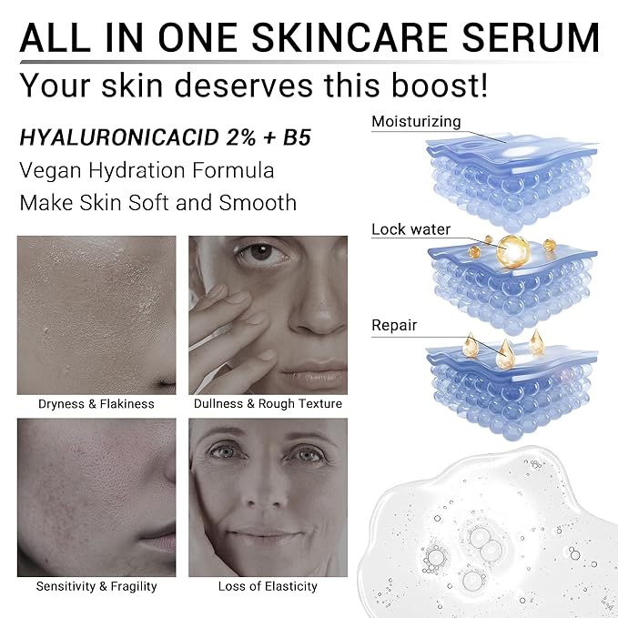 Hyaluronic Acid 2% + B5 Hydration Support Formula, Hyaluronic Acid Serum For Face - Large 30ml/1oz