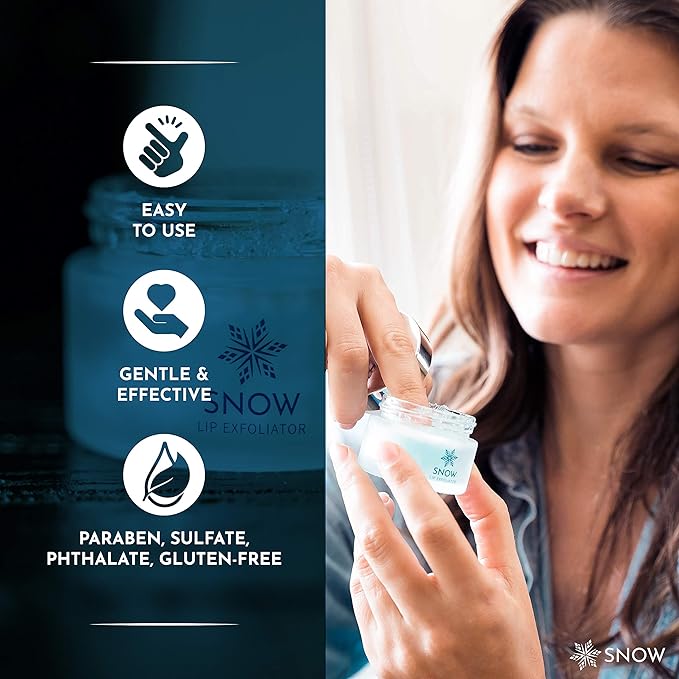 SNOW Lip Exfoliating Sugar Scrub - Lip Scrub Exfoliator for Plump & Soft Lips - Care Product with Jojoba Oil Moisturize Dry Lips Care Kit Essential Lavender & Mint