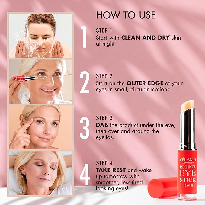 Retinol Eye Stick, Retinol Eye Cream, Retinol Cream, Retinol Face Cream, Under Eye Cream Anti Aging, Eye Cream, Brightening Eye Balm Reduces Fine Lines and Dark Circles, Visible Results in 3-4 Weeks