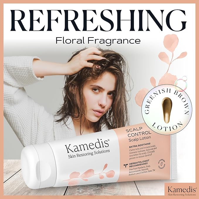 KAMEDIS Moisturizer Leave-On Botanical Scalp Lotion. For Dandruff, Dry, Itchy, Flaky and Sensitive Scalp Skin. Over-Night Head Mask, Parabens Free. 3.38 Fl Oz. (Scalp Lotion (3pk))