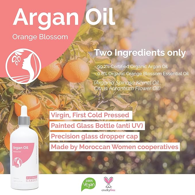 Fatima's Garden Argan & Orange Blossom Oil - Moisturizing Oil, 100ml