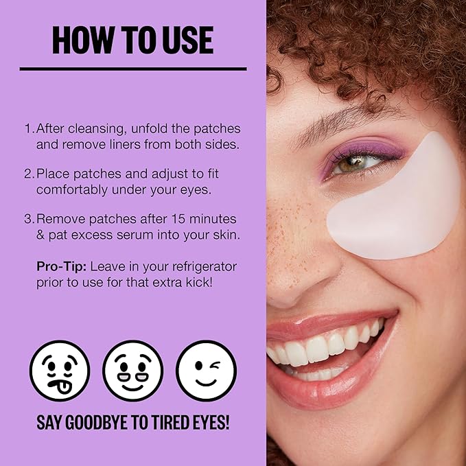 PEACE OUT Skincare Puffy Eyes, Biocellulose Under-Eye Mask, Minimize Puffiness & Tired Eyes with Caffeine and Niacinamide, Under Eye Patches for Dark Circles, 6 pairs
