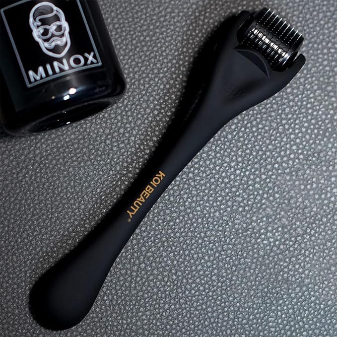 Koi Beauty Derma Roller Titanium Microneedle Roller, 540 Microneedling Roller for Men Women Face Scalp, Beard Roller for Men, Premium Micro Needling Roller