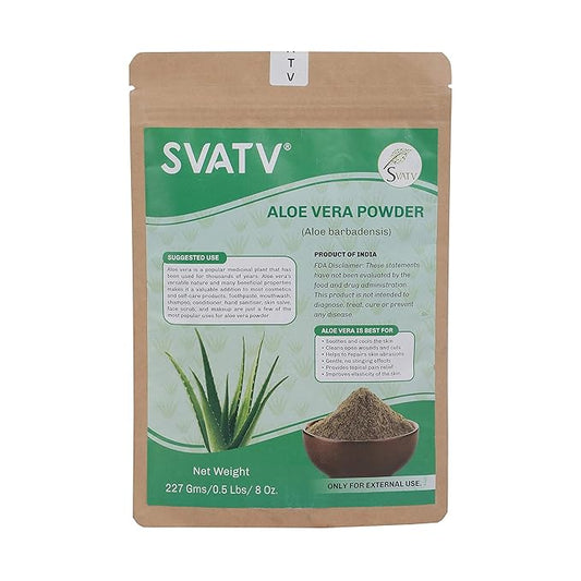 SVATV Natural Aloe Vera Powder For Face Pack and Face Mask - Glowing Soothes & Cools Skin, Natural Glowing, Improve Elasticity Rich Conditioner For Skin & Hair care 227g Half Pound
