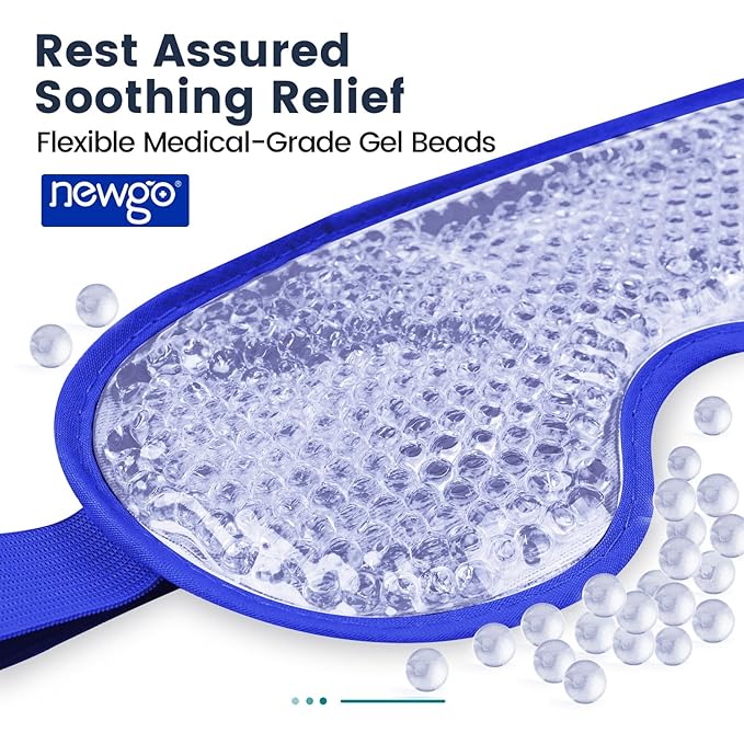 NEWGO Cooling Eye Mask for Puffy Eyes, Cold Eye Mask Eye Ice Pack for After Eyes Surgery, Tension Stress Relief, Itchy Eyes, Headaches, Dark Circles - Navy Blue