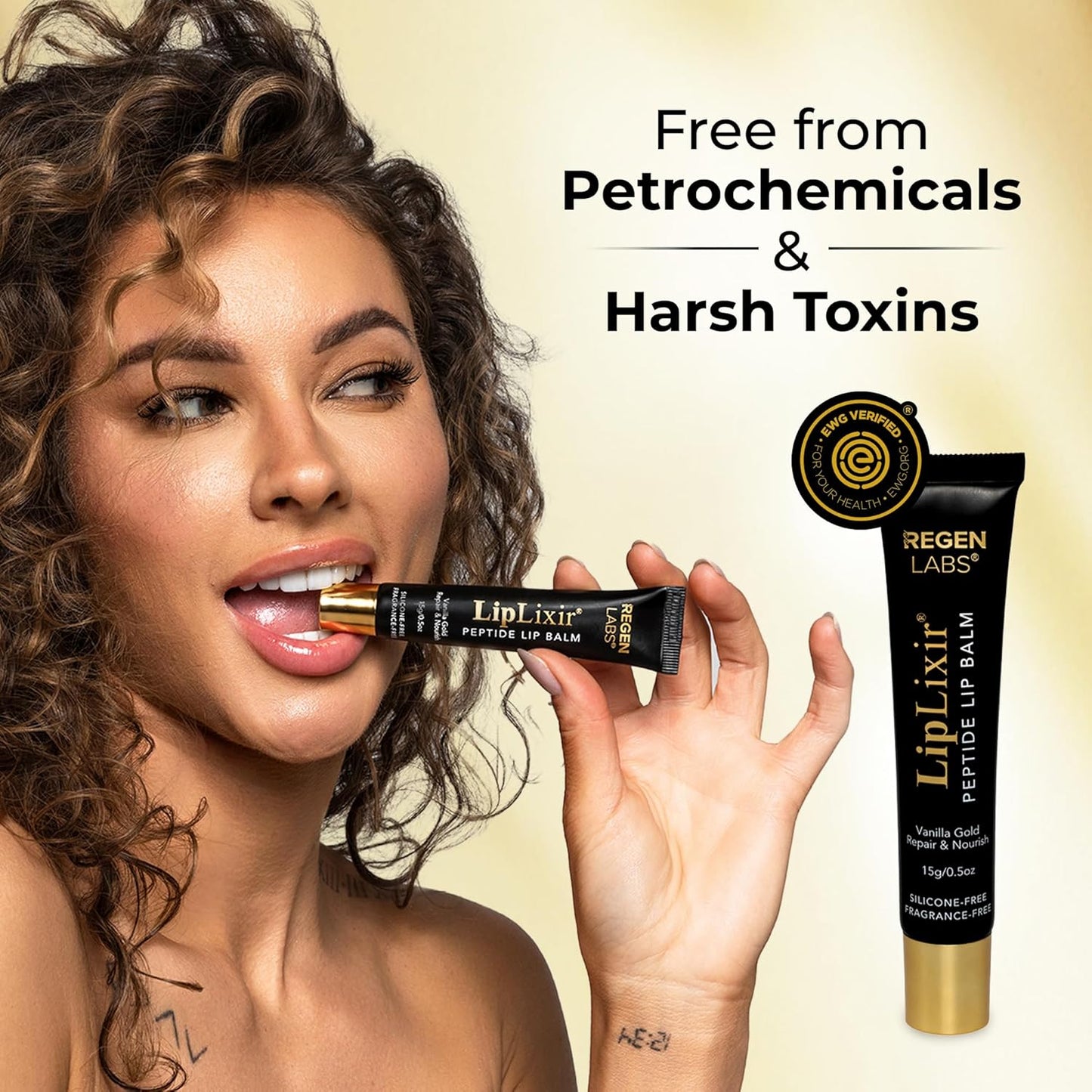 LipLixir Non Toxic Peptide Lip Balm – Organic, EWG® VERIFIED, All-Natural, Ultra-Clean, Hydrating, Doctor Approved Lip Gloss – Fragrance-Free with Shea, Cocoa & Coconut Oil – Science Backed Lip Repair