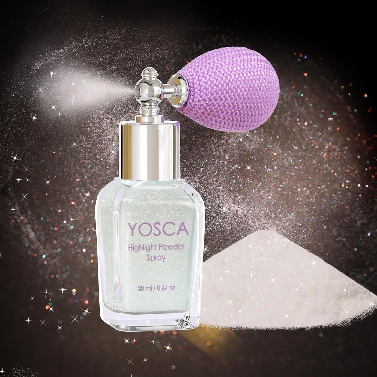 Yosca Body Glitter Spray, 30ML Loose Body Shimmer Powder Iridescent Hair Spray White Glitter Sparkle Highlighter Makeup Festival Concert Party Accessories for Rave Clothes Hair Face Nail Art