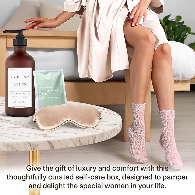 10-Piece Spa Gift Box for Women | Self-Care Set with Eye Mask, Loofa, Bath Bombs, Face Masks, Bubble Bath, Lotion, Body Wash & Bath Salt | Perfect Gift for Mom, Grandma, Wife, or Loved Ones