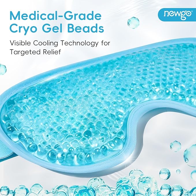 NEWGO Cooling Eye Mask for Puffy Eyes, Cold Eye Mask Eye Ice Pack for After Eyes Surgery, Tension Stress Relief, Itchy Eyes, Headaches, Dark Circles - Blue