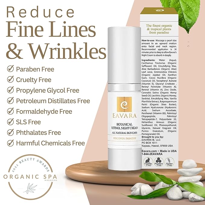 Organic Anti Aging Eye Cream, Natural Facial Cleanser and Retinol Night Cream