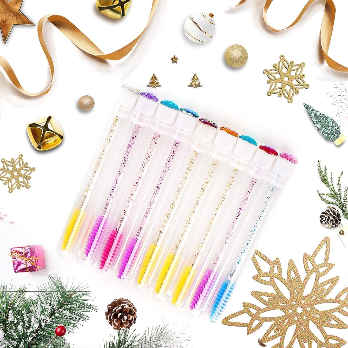 i-Laesh 20 Pcs Lash Brush Eyelash Brushes for Eyelash Extensions Spoolies Cleaning Mascara Wands Tube Diamond Disposable Makeup Tool Applicator Set Sanitary Extension Supplies (Assorted Color)