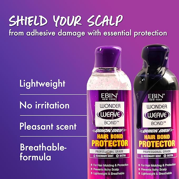 EBIN NEW YORK Wonder Weave Bond Hair Protector Black 4 Fl Oz – Hair Protectant For Quick Weave – Lightweight Scalp Shield with Rosemary Mint and Biotin