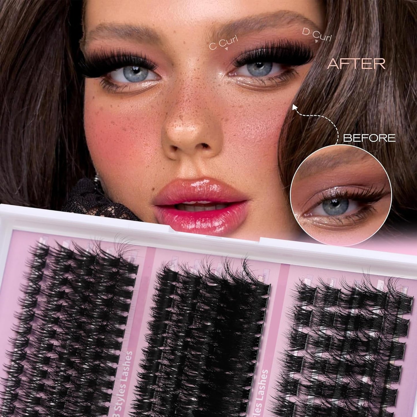 Volume Lashes Clusters Lash Kit Gift Packs 770Pcs with 2X Bond&Seal 5 style Mixed C-Curl False Eyelashes Extensions Faux Mink Individual Lash Wholesale Pack DIY Individual Fake Eyelashes Box
