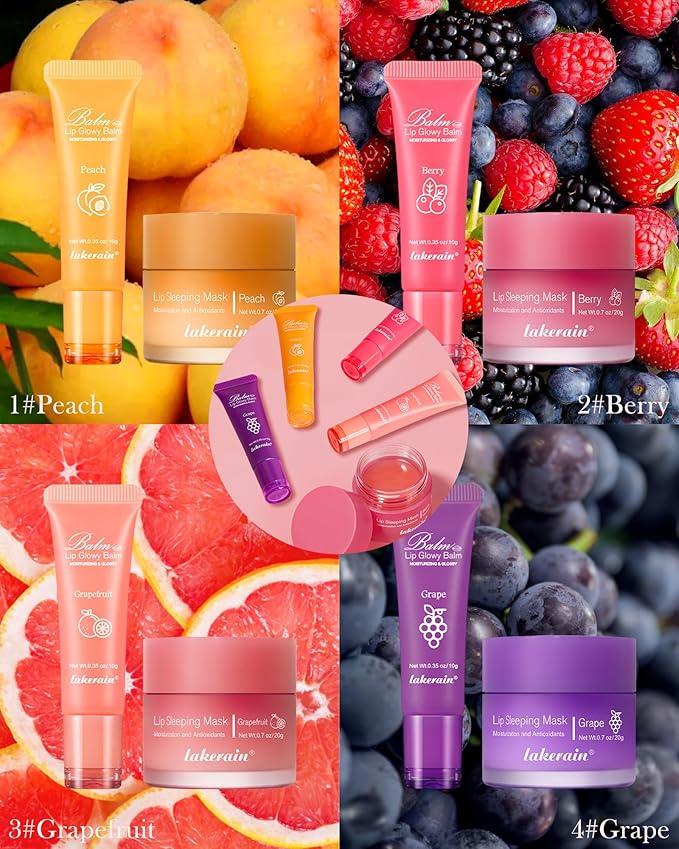 Lip Glowy Balm & Lip Sleeping Mask,Hydrating Repair Sleeping Lip Mask,Glossy Tinted Lip Balm,Smooth Cracked Chapped Dry Lip,Lip Care Therapy Treatment,Women's Day Makeup Gift for Women-01Peach